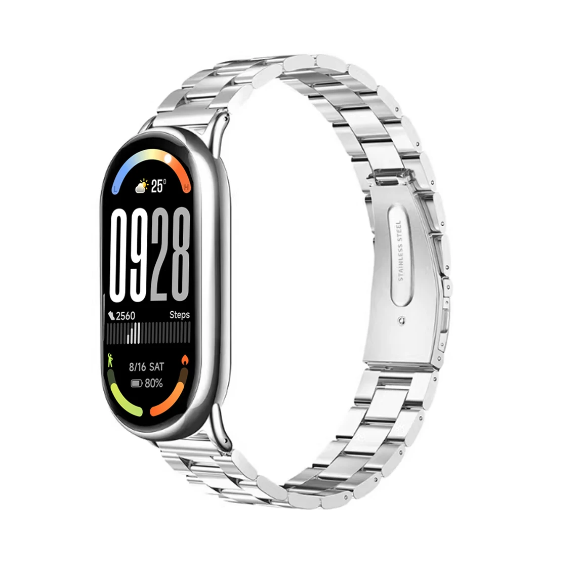 Elegant Three-Bead Stainless Steel Wristband Replacement Strap