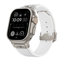 Silicone Sports Strap for Smartwatch - Durable Rubber Band Bracelet (White - Ti)