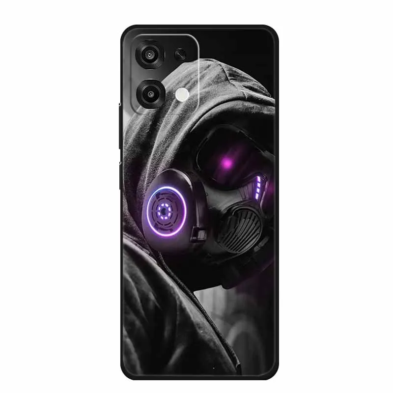 Slim Black Silicone Soft Phone Case with Colorful Design – Durable Back Cover