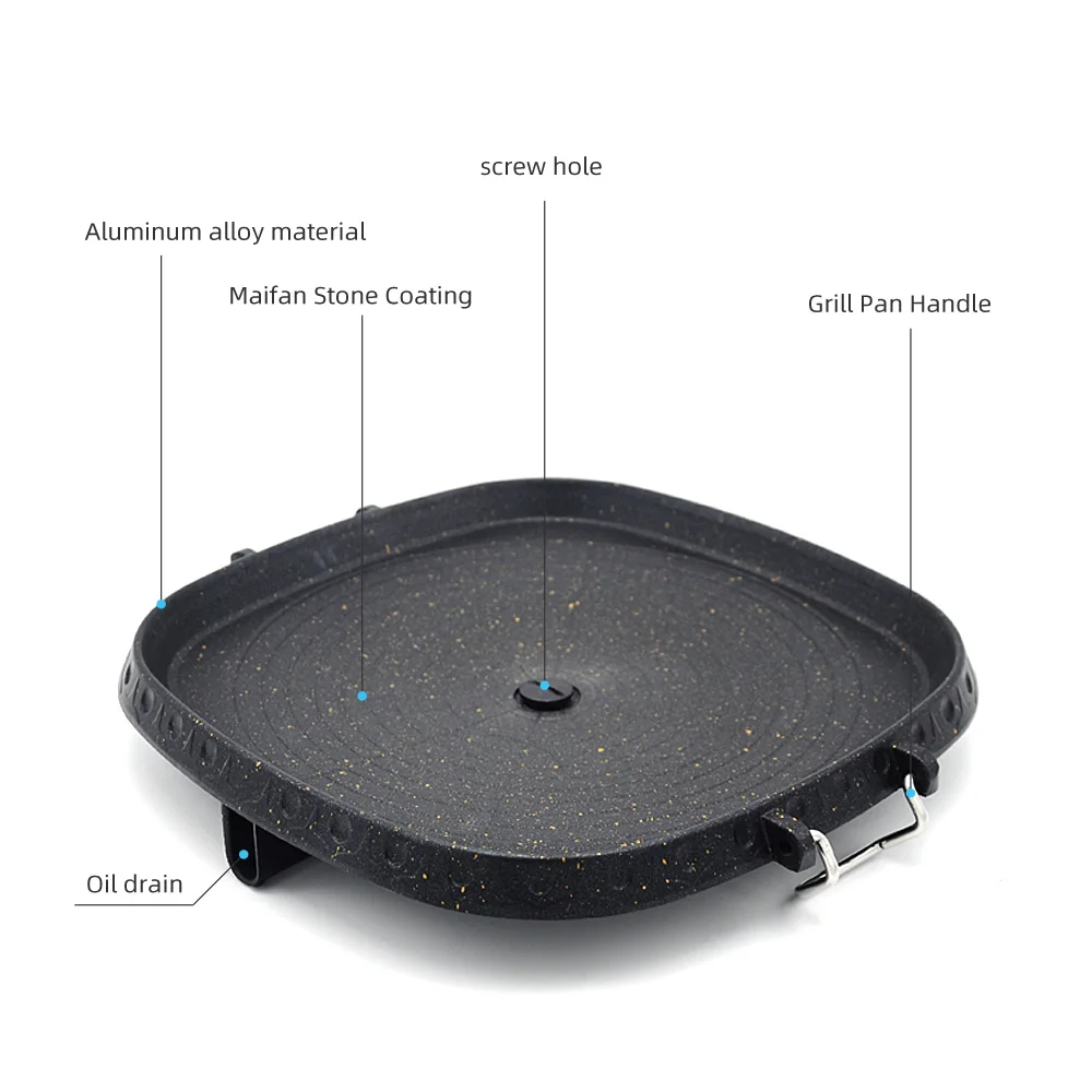 Korean BBQ Grill Pan with Maifan Stone Coated Surface Non-Stick Camping  Frying Pan Portable BBQ Grill Plate for Outdoor - AliExpress