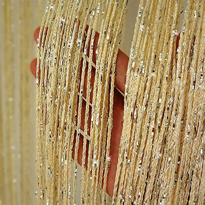 String Curtain Decor Curtains Window Curtains Glitter Door String Curtain Silver Ribbon Shiny Tassel Flash Line Curtain Valance