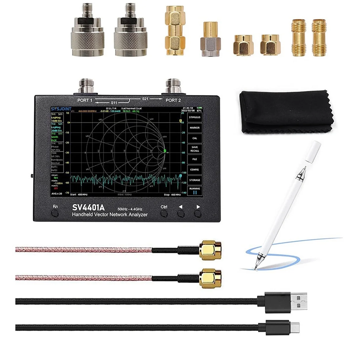 

SV4401A Vector Network Analyzer 7 Inch Touch LCD 50KHz-4.4GHz HF VHF UHF Antenna Analyzer Upgraded From for Nanovna Vna