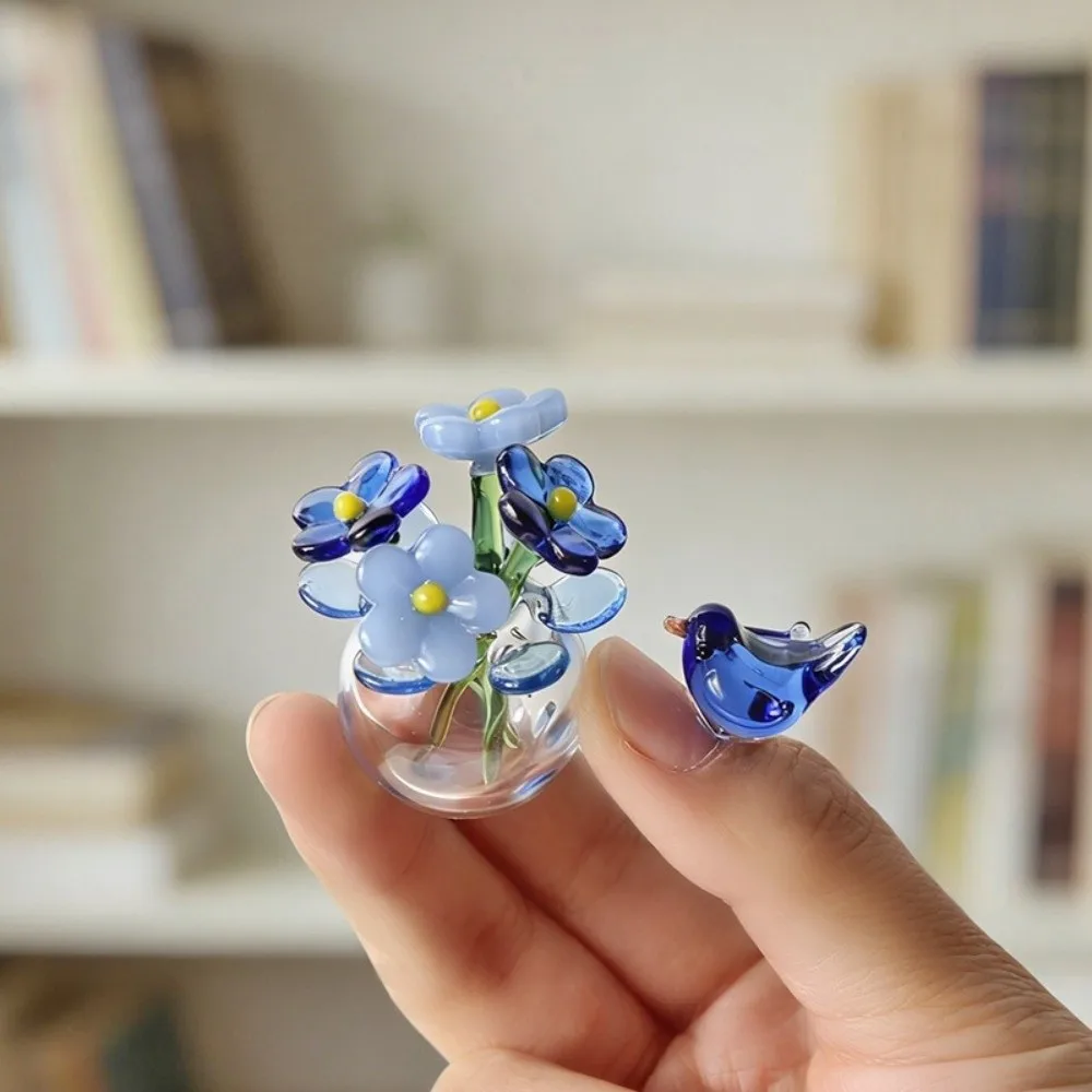 Hand-Blown Mini Colored Glass Flower Bouquet