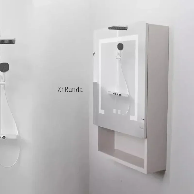 Smart Bathroom Mirror Cabinet Aluminum Alloy Lavatory Locker Wall Hanging Mirror Cabinet Bathroom Furniture Armario Ba&ntilde;o FYBC