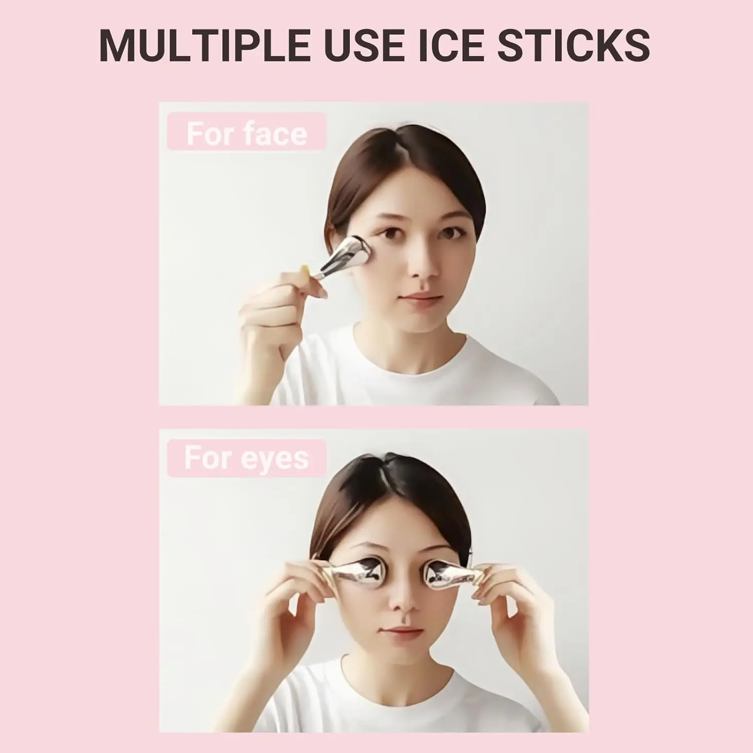 Ice Globes for Face Eyes Stainless Steel Cryo Sticks for Beauty Routines Facial Cold Roller Cooling Globes for Puffiness Wrinkle