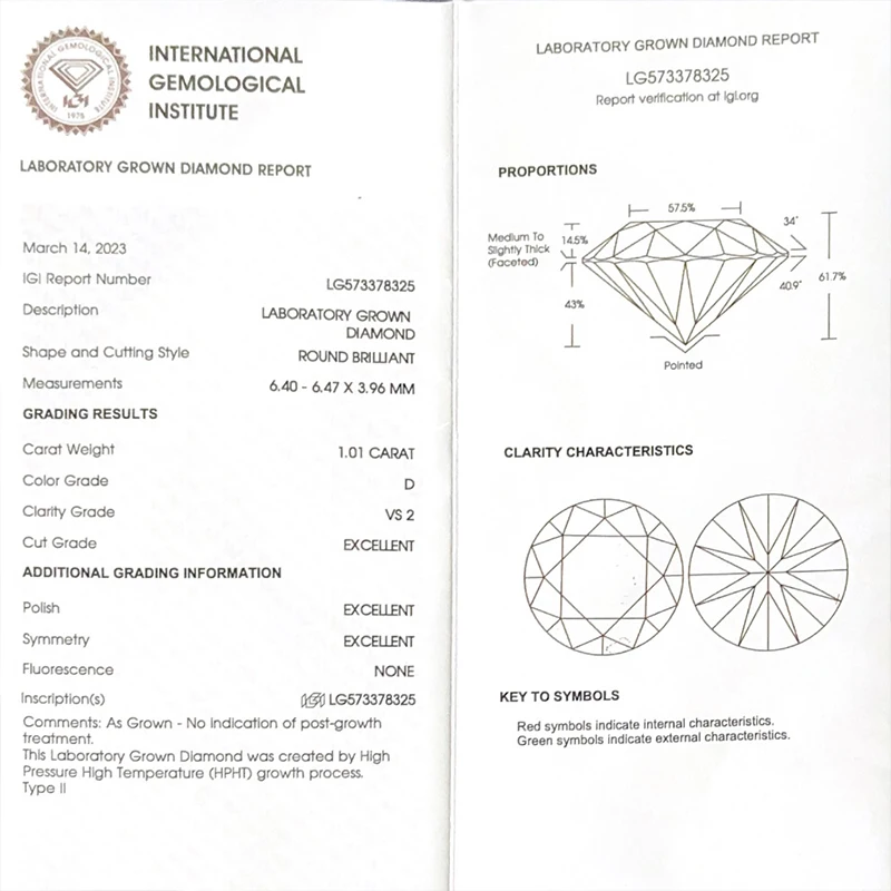 HPHT Lab Grown CVD Diamonds IGI GIA Certificate 0.3ct 0.5ct 1ct 1.5CT Loose Diamond Stone White Engagement Diamond