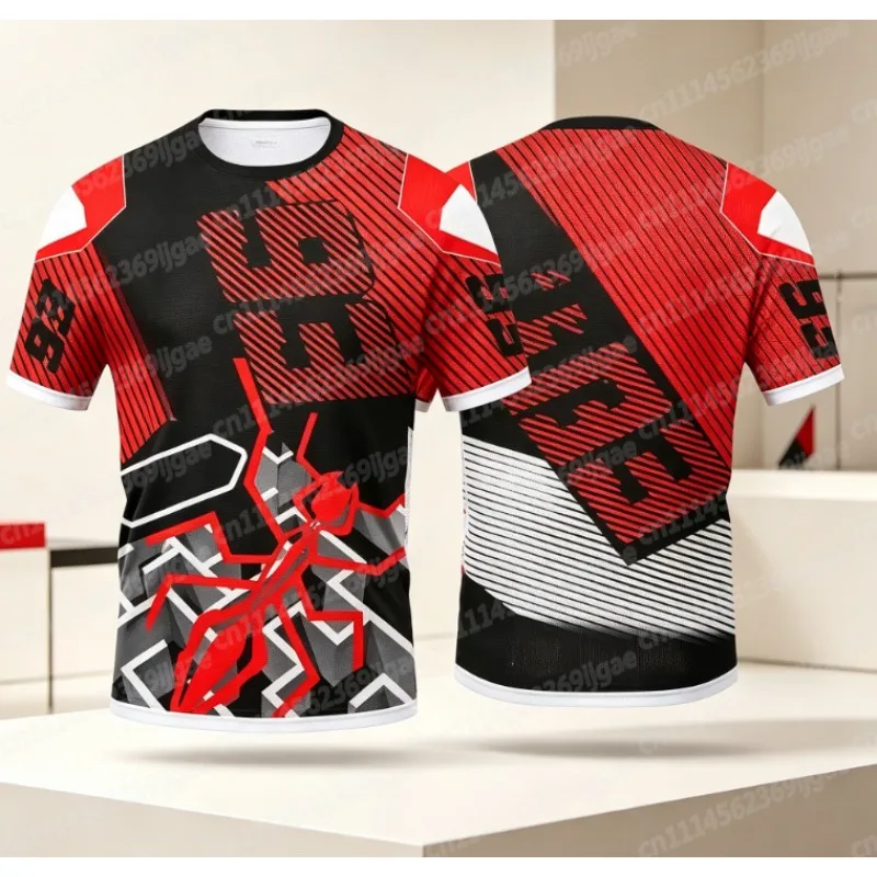 3D-gedrucktes T-Shirt, Red Ant 93 mit Angriffsmotiv, kurzärmeliges Shirt, Rennstil, atmungsaktives, schnell trocknendes Fan-Top