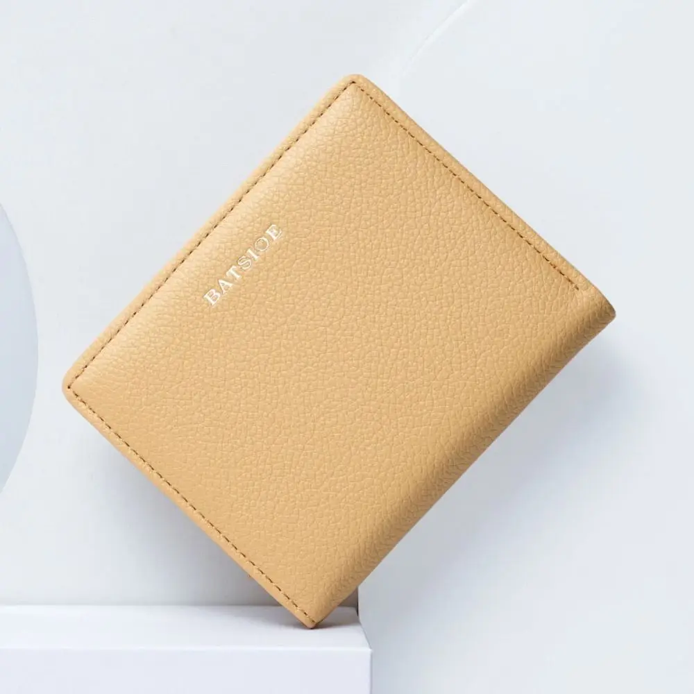 PU Leather Short Wallet Women's Fashion Solid Color Large Capacity Handbag Foldable Thin Card Holder Coin Purses Mini Clutch 2