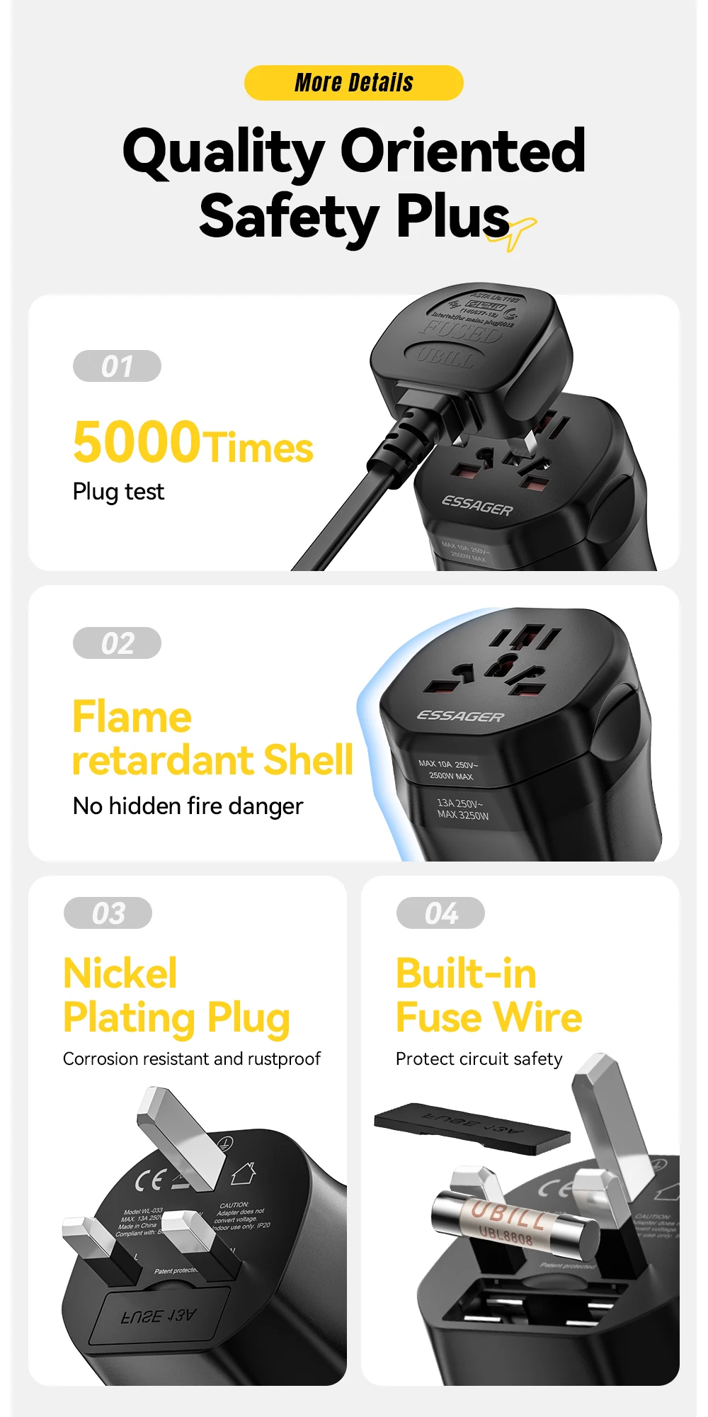 Travel Power Adapter UK US Male To EU UK US AU Female Plug Global Universal Conv