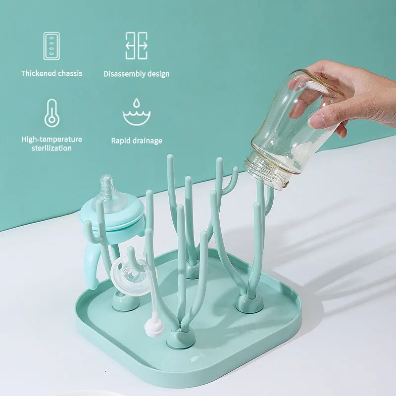 Baby Bottle Rack Foldable Baby Bottle Cleaning Dryer Drainer Pacifier Feeding Cup Holder Detachable Storage Nipple Shelf