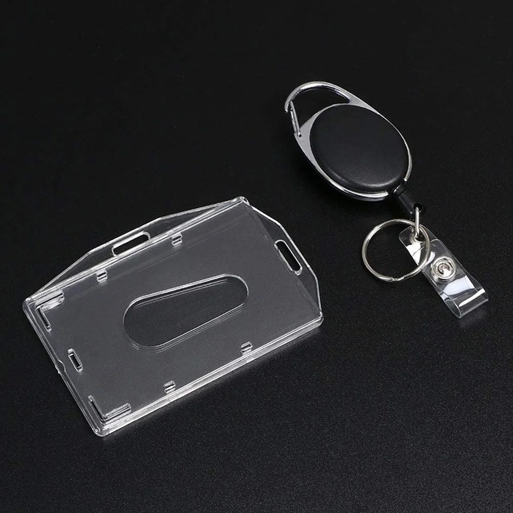 

Retractable Keychain Pull Badge Reel ID Lanyard Name Tag with Clear Hard Acrylic Plastic Work ID Card Holder Protector Cover