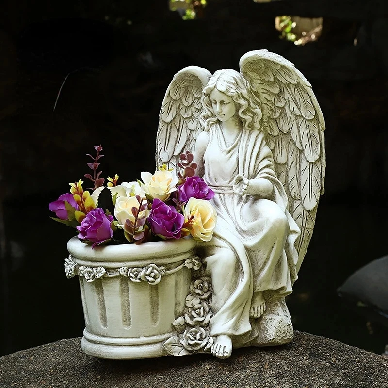 

European Outdoor Garden Angel Flowerpot Garden Decoration Resin Handicraft Flowerpot Statue Creative Decoration