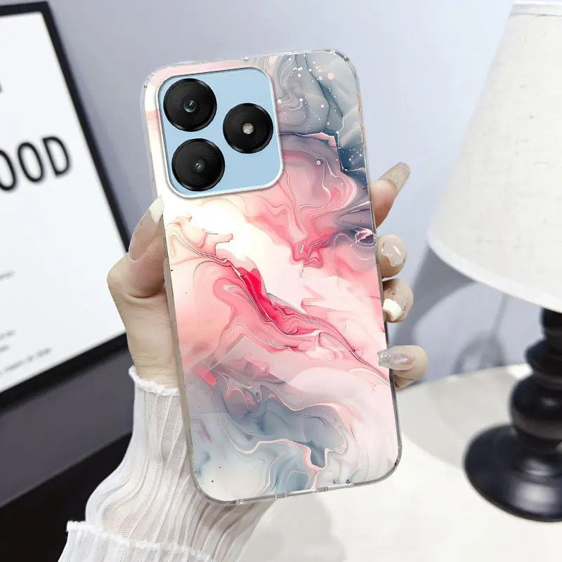 Charming Cartoon Floral Cat Protective Phone Case - Soft Silicone Marble Design Cover