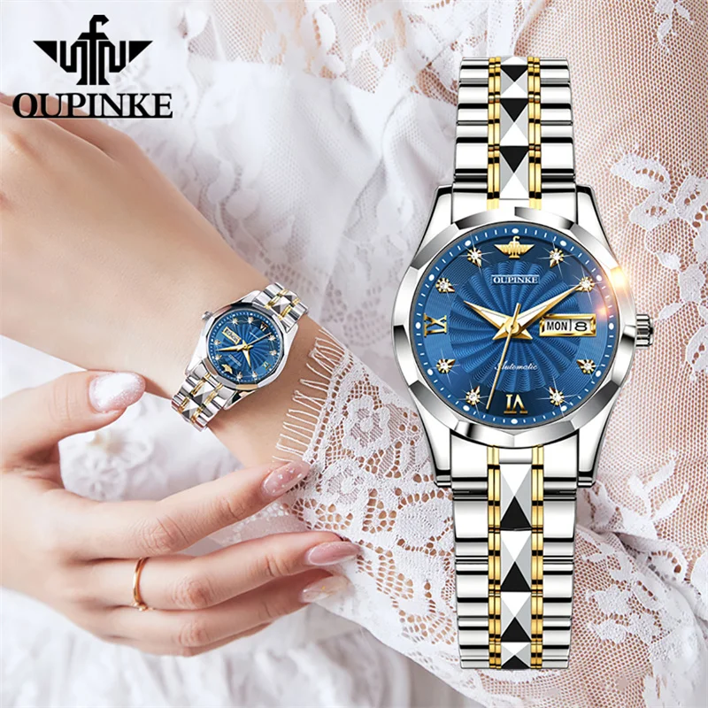 

OUPINKE New Carnival Fashion Women Mechanical Watches 316L Sapphire Stainless Steel Waterproof MIYOTA Movement Automatic Watch