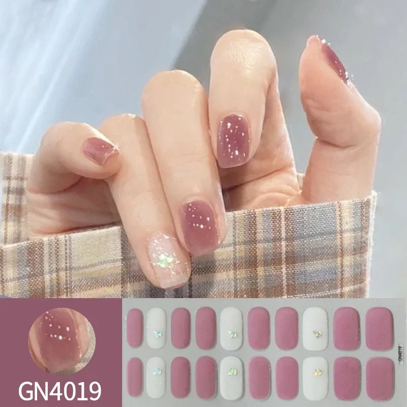 패션 녹색 잎 꽃 자기 반 경화 젤 네일 스티커 UV/LED 베이킹 램프 젤 네일 붙여 넣기 랩 젤 폴란드어 색상 디자인