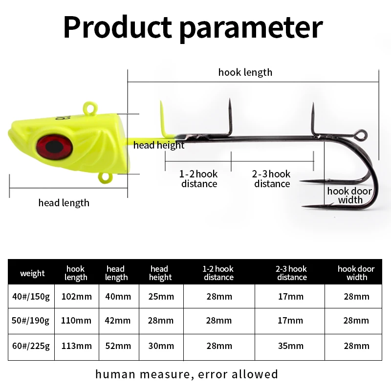 Ruke 1pc New Tianya Fishing Hooks With Big Fish Shinning Eye 150/190/225g Treble Hook High Carbon Steel For Saltwater Freshwater