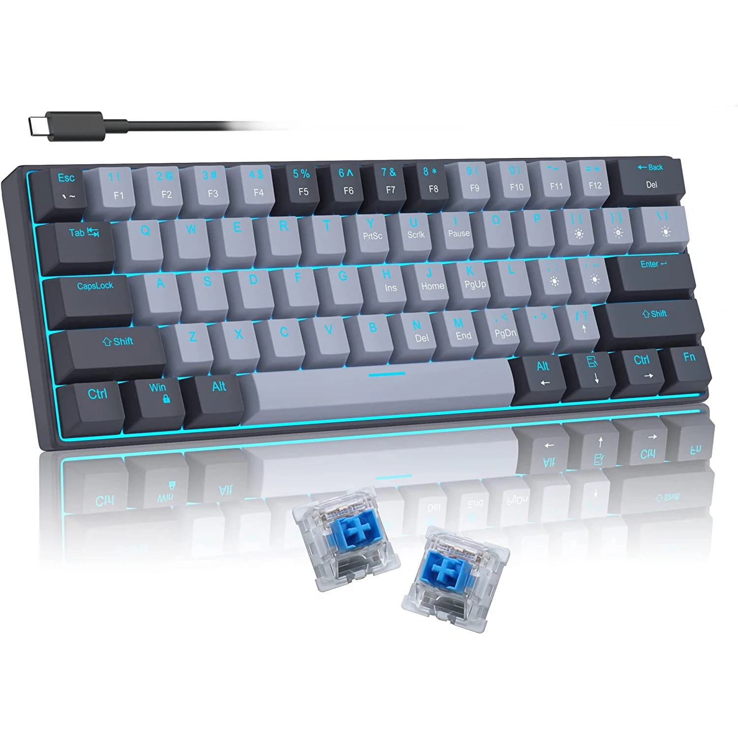 Клавиатура 60 клавиш. Blue switch keyboard. клавиатура warcraft.