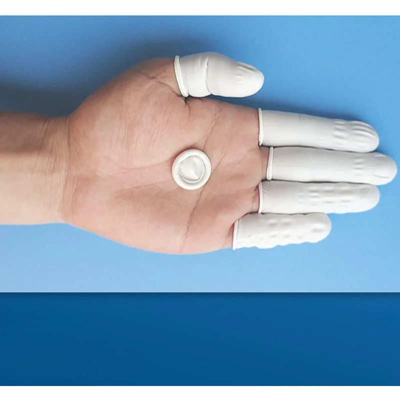 20/50Pcs Disposable Finger Cover Natural Rubber Gloves Non-slip Latex Finger Cots Fingertips Protector Gloves Nail Tool