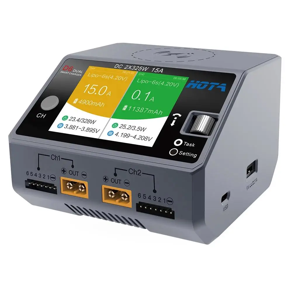 

HOTA D6 Dual Smart Charger DC650W 15A Built-in Micro USB for Lipo LiIon NiMH Battery with iPhone Samsung