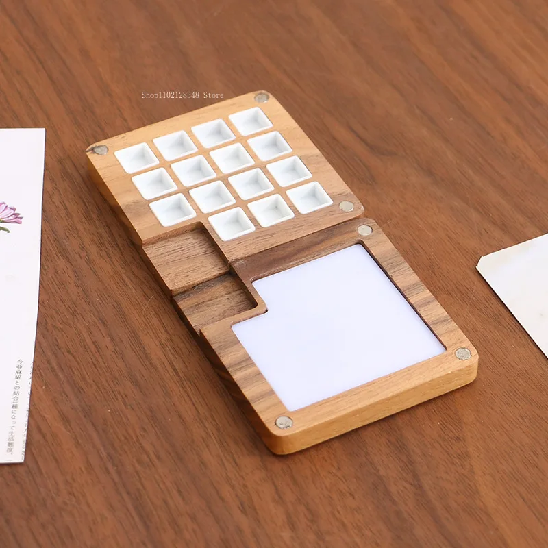 솔리드 우드 수채화 페인트 상자, 휴대용 수채화 서브 패키지 상자, 아트 페인팅 도구, 페인트 보관 상자, 8 색, 12 색, 15/24 색