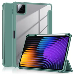 Premium PU Leather Smart Case with Pen Holder for Xiaomi Pad7Pro 11.2 (Dark green)