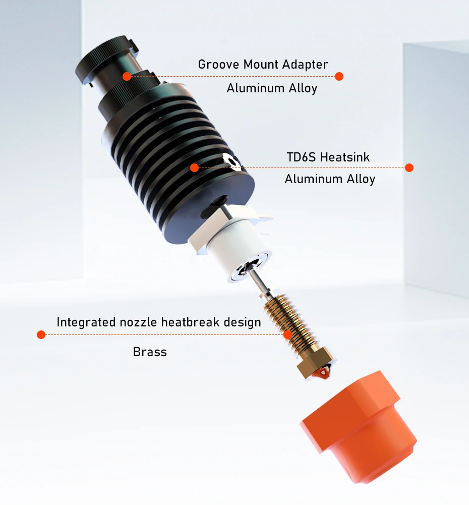 com TCHC TD6S, Bico Hotend MUN, Heatbreak