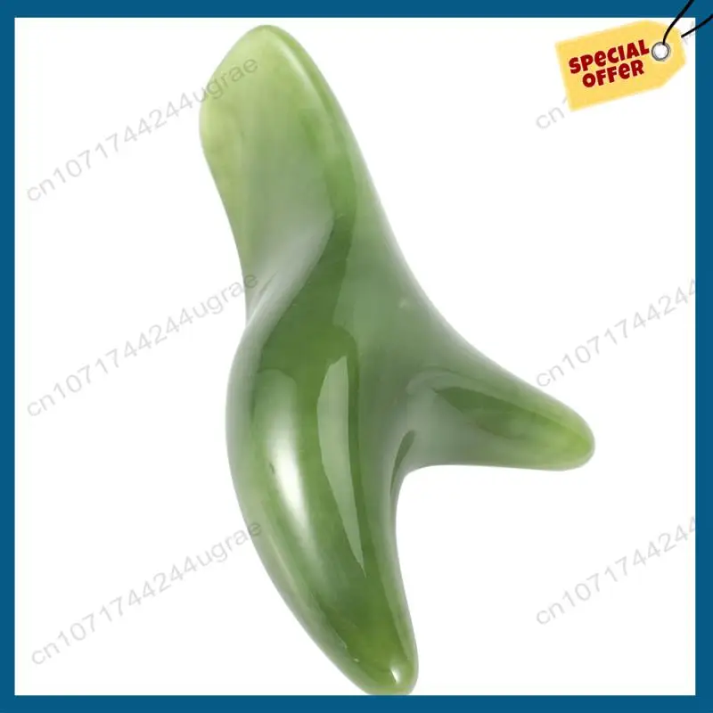 -A15I 4X 천연 녹색 밀랍 옥 얼굴 Gua Sha 트리플 코너 마사지 보드 막대 바디 발 경혈 스틱 건강 도구