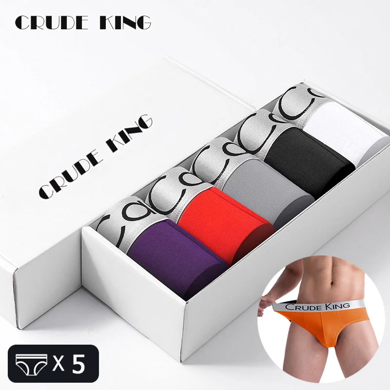 CRUDE KING 5Pcs/Lot Brand Men's Underwear Antibacterial Underpants Pure