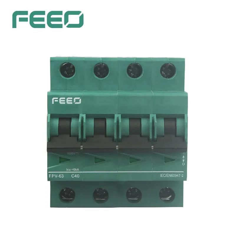 

FEEO Din Rail 4P DC Circuit Breaker 1000V For PV Solar System 6A 10A 16A 20A 25A 32A 40A 50A 63A MCB TUV & CE Certificate