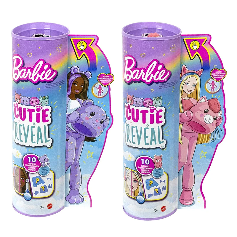 Poupée Barbie Cutie Reveal avec Animal en peluche, déguisement Surprise  lapin changement de couleur Panda articulations jouets pour filles