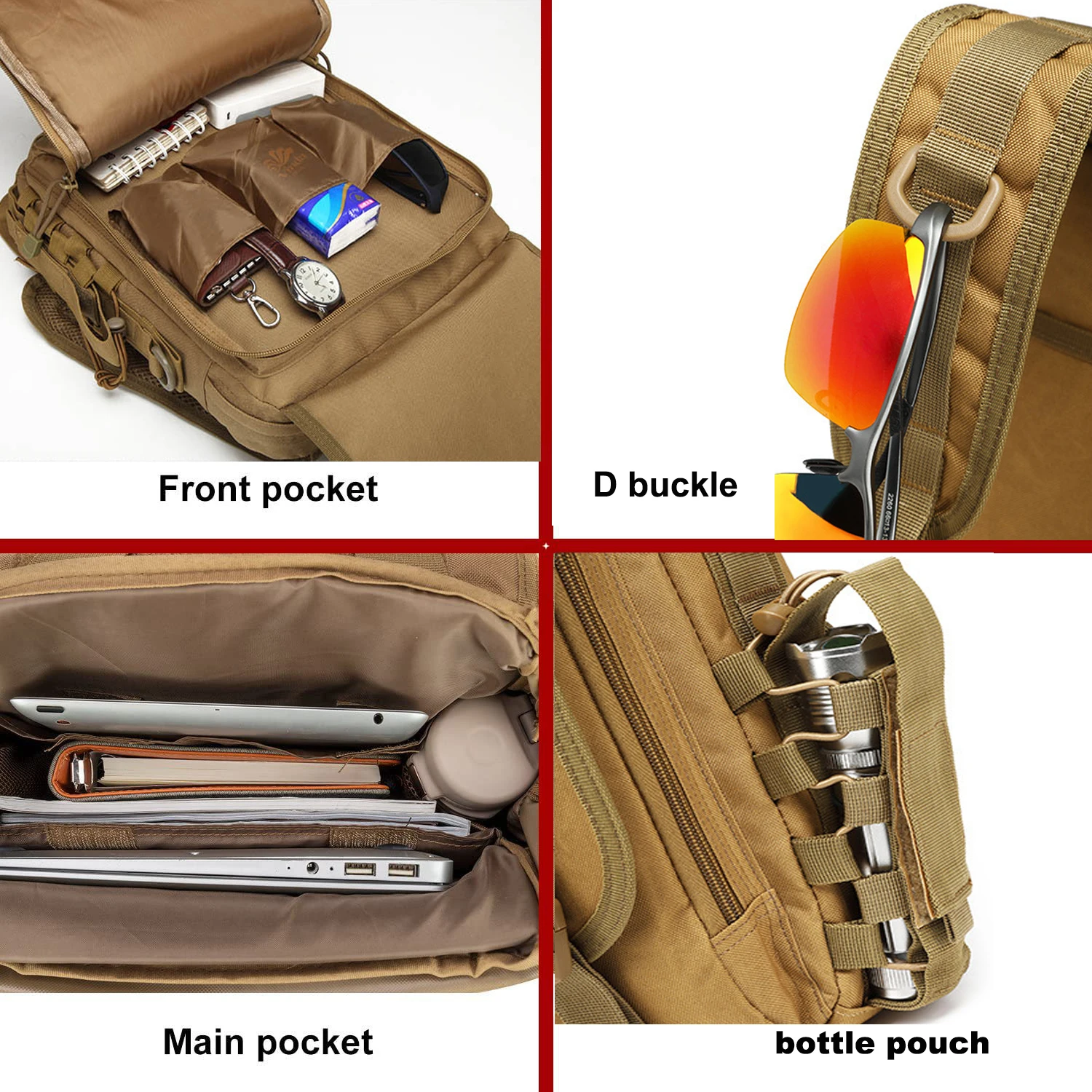 Outdoor Hunting Hiking Backpack Laptop Shoulder Bag Men Waterproof Canvas Nylon Sport Travel Trekking Camping Molle Backpack 5