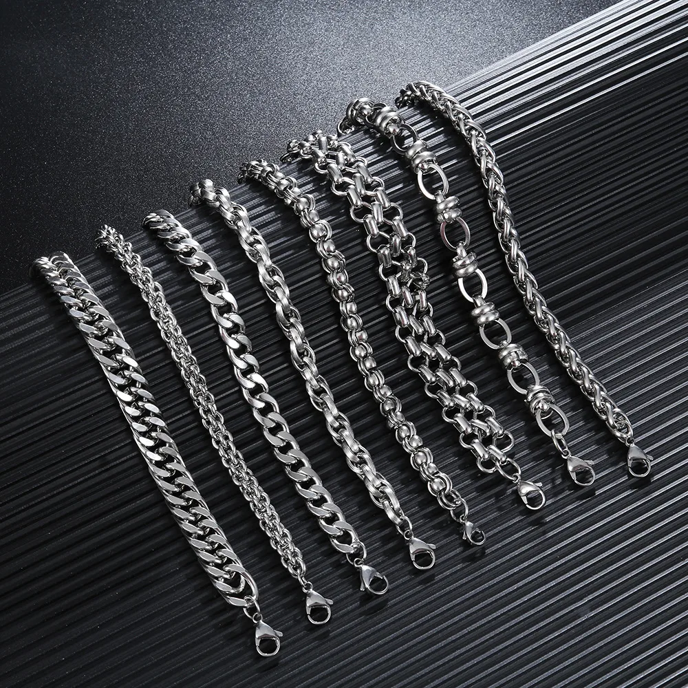 New 316L Stainless Steel DIY Chain Bracelet for Men Women