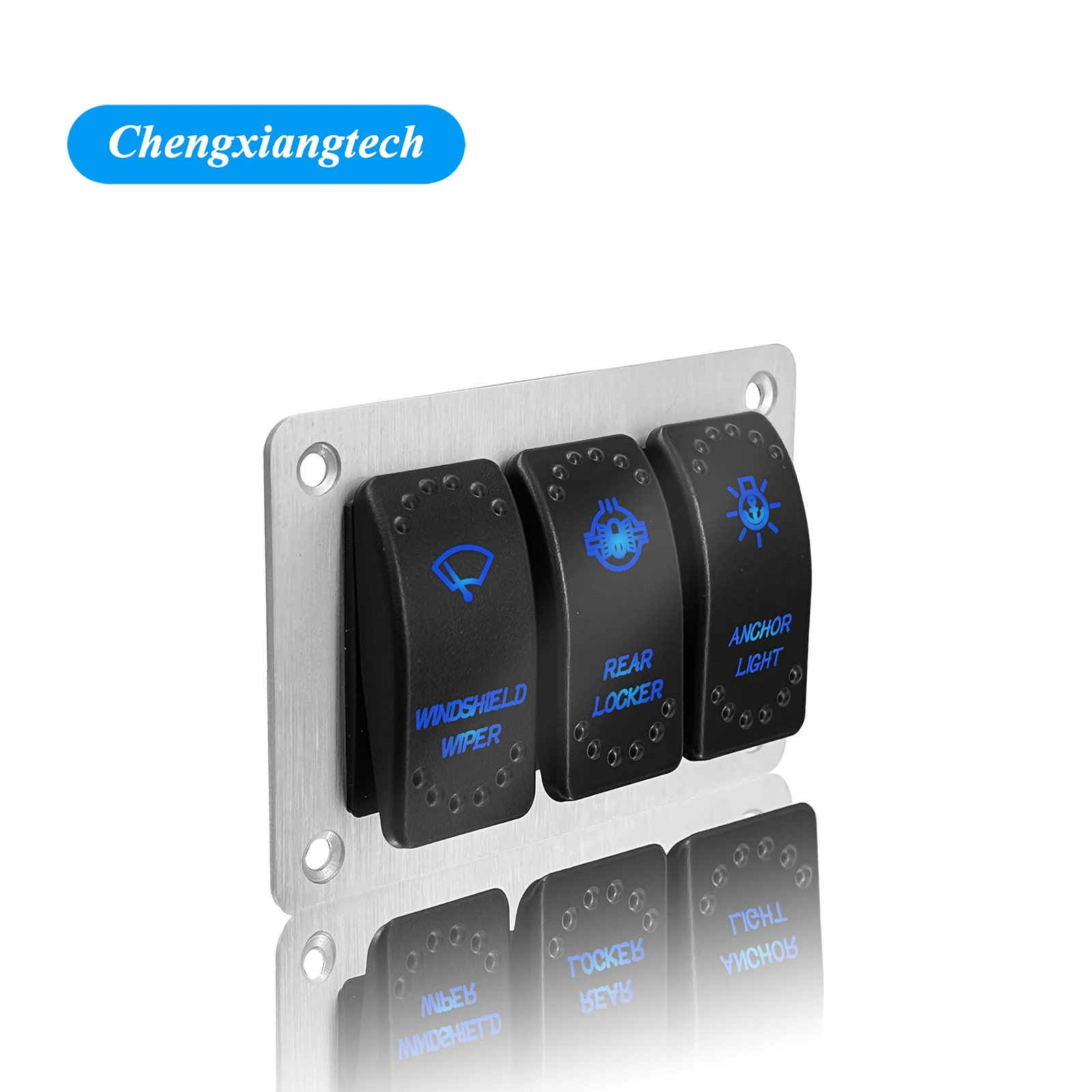 

12V 24V 3 Gang Aluminum Rocker Switch Panel Blue Led New Laser Waterproof IP68 Switch for Car Marine Boat ...