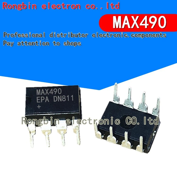 

10PCS MAX490CPA MAX490EPA DIP8 Straight plug-in, transceiver IC