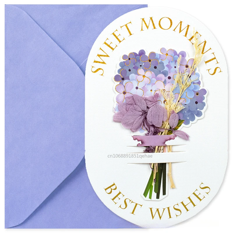 Romantic Dried Flowers Greeting Card Thank You Cards Birthday Wedding Party Invitation Card Valentine's Day Girlfriend Gift
