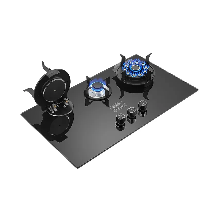3-Burner Gas Hob Stove Tempered Glass Built-In Cooktop for Household and Hotel Use 3