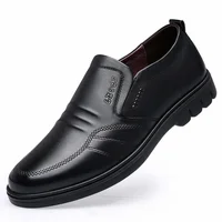 Formal Soft Leather Men's Shoes Casual Comfortable Anti-Slip Business Footwear round Toe EVA Outsole Microfiber Upper