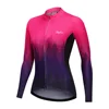 RAPHCE WOMEN Cycling Jersey Long Sleeve Top Breathable Cycling Jersey Quick Dry Road Cycling Jersey with Three Pockets 1