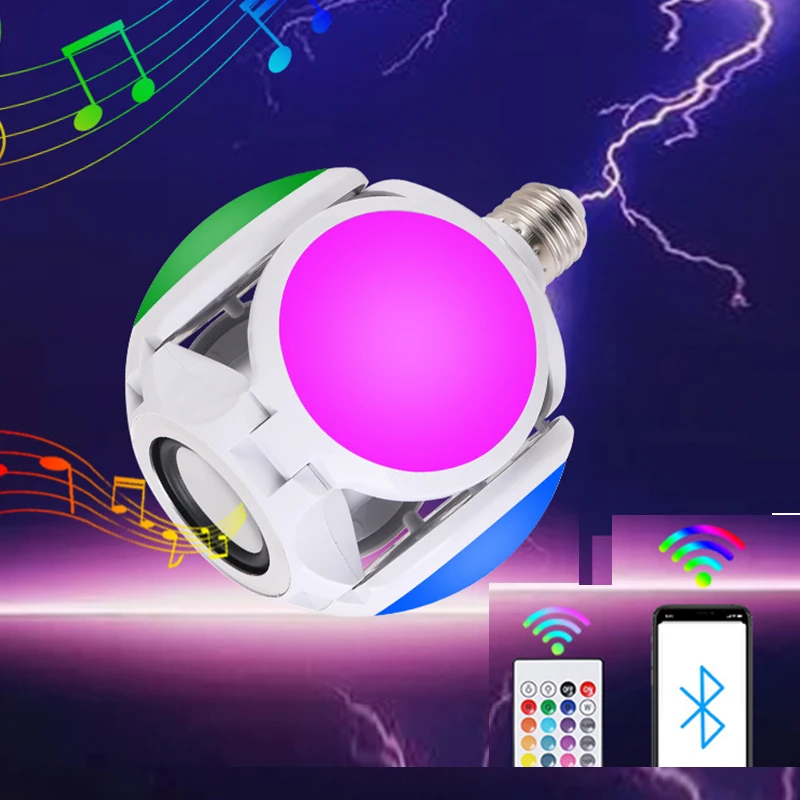 

LED Folding Bulb RGB Sound 40W E27 Football UFO Bulb Lamp 360 degrees 85-265V Lampada LED Spotlight Light RGB Cold White