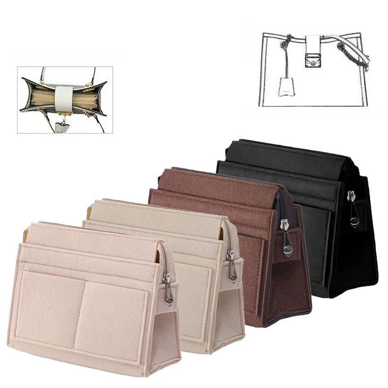 Felt Insert Liner Bag Purse Organiser Portable Travel Makeup Cosmetic ...