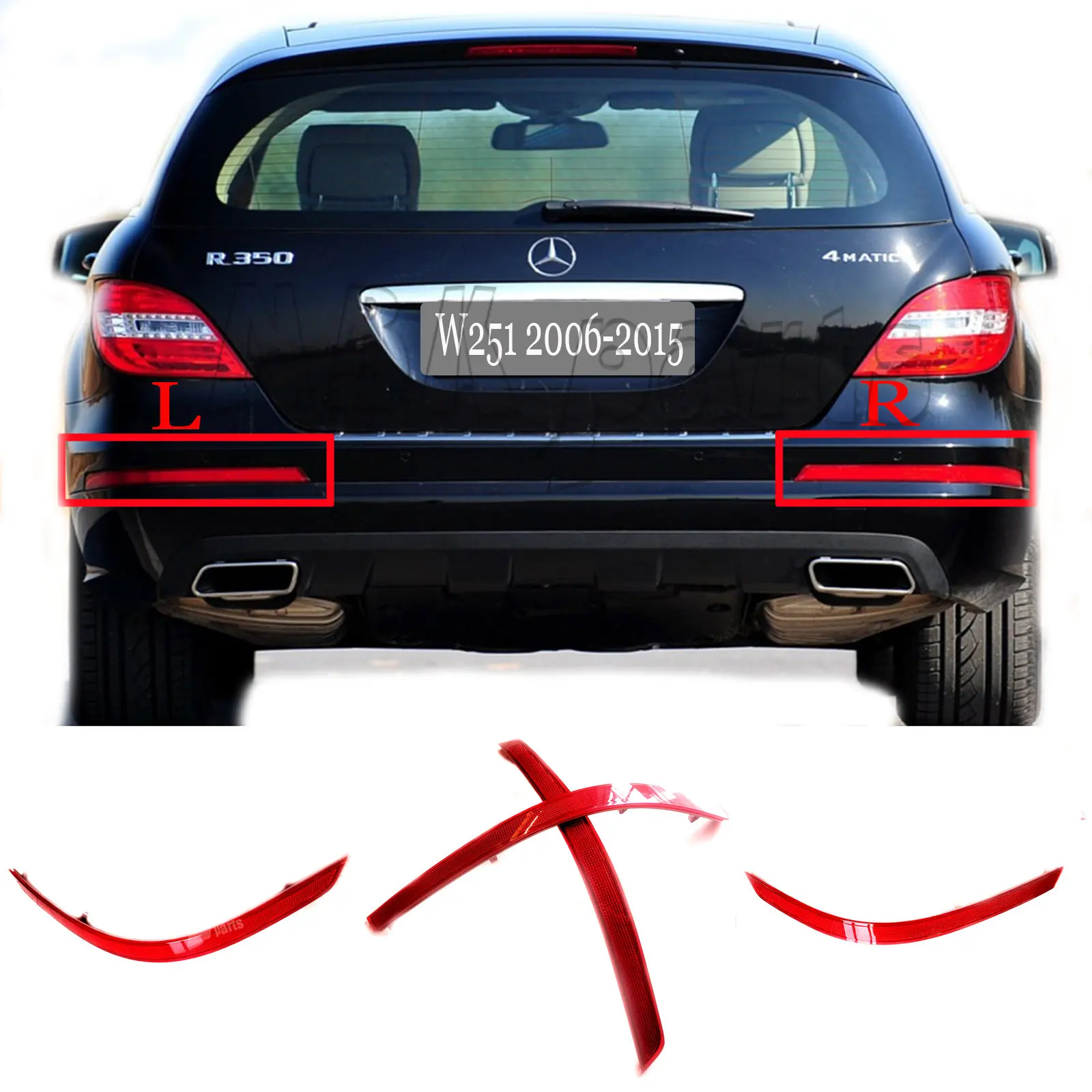 Riflettore Posteriore Fit 06-15 Mercedes-Benz Classe R R251 V251 R280 R300 R320 R350 R500 R550 Lato Guida Sinistro Destro Coppia 2518200174