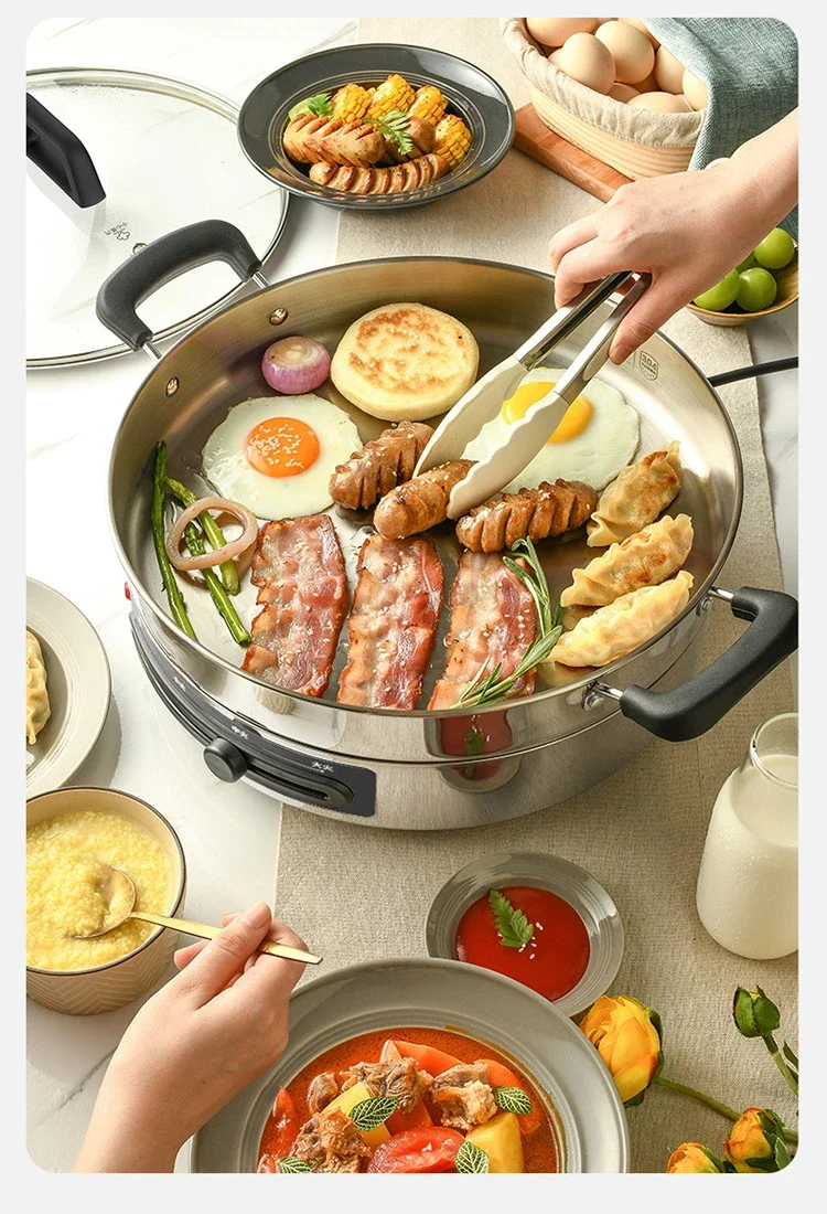220V Stainless Steel Electric Pancake Machine Pizza Electric Frying Baking Pan Household Crepe Maker 3