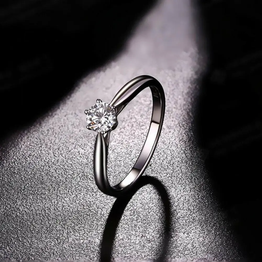 Ring Six-Claw Elegant Alloy Cubic Zirconia Ring for Party Female Jewelry Gift Engagement