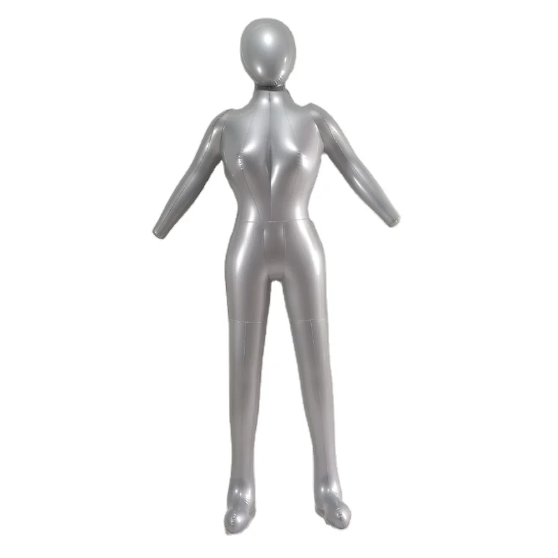 Inflatable Full Female Body Mannequin Dress Display Torso Dummy Model Silver Mannequin Body