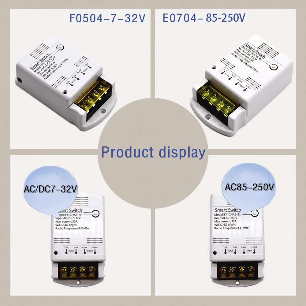 Tuya 30a 4000w Módulo Switches Wifi Trabalho de Relé Interruptor Inteligente com Alexa Google Home Control ac dc 732v ac 85250v