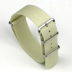 Ribbed Nylon Ballistic Fabric Watch Strap - Premium Military - Grade Watchband Accessories - 16mm (BEIGE)
