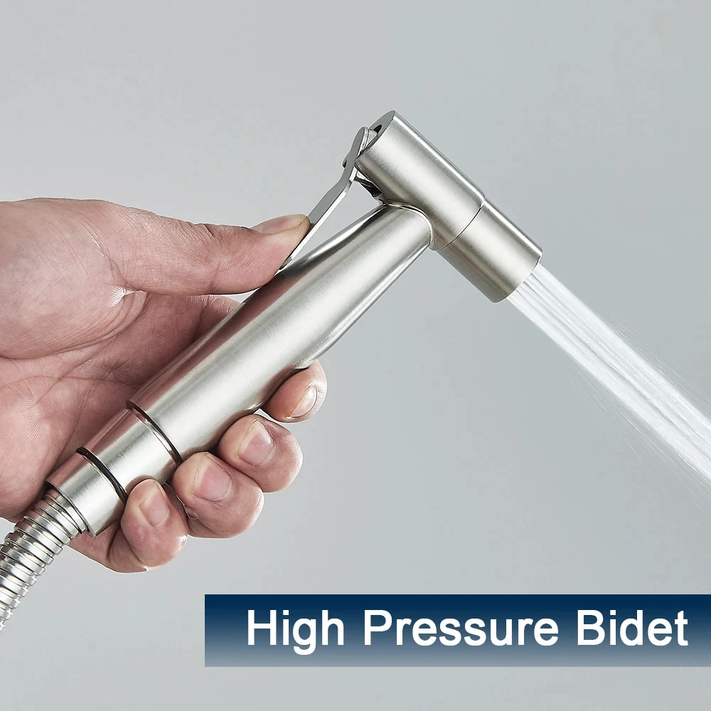 Black Single Cold Water Toilet Bidet Sprayer Faucet Bathroom Stainless Steel 304 Nickel Shower Bidet Wall Mounted Woman Cleaner