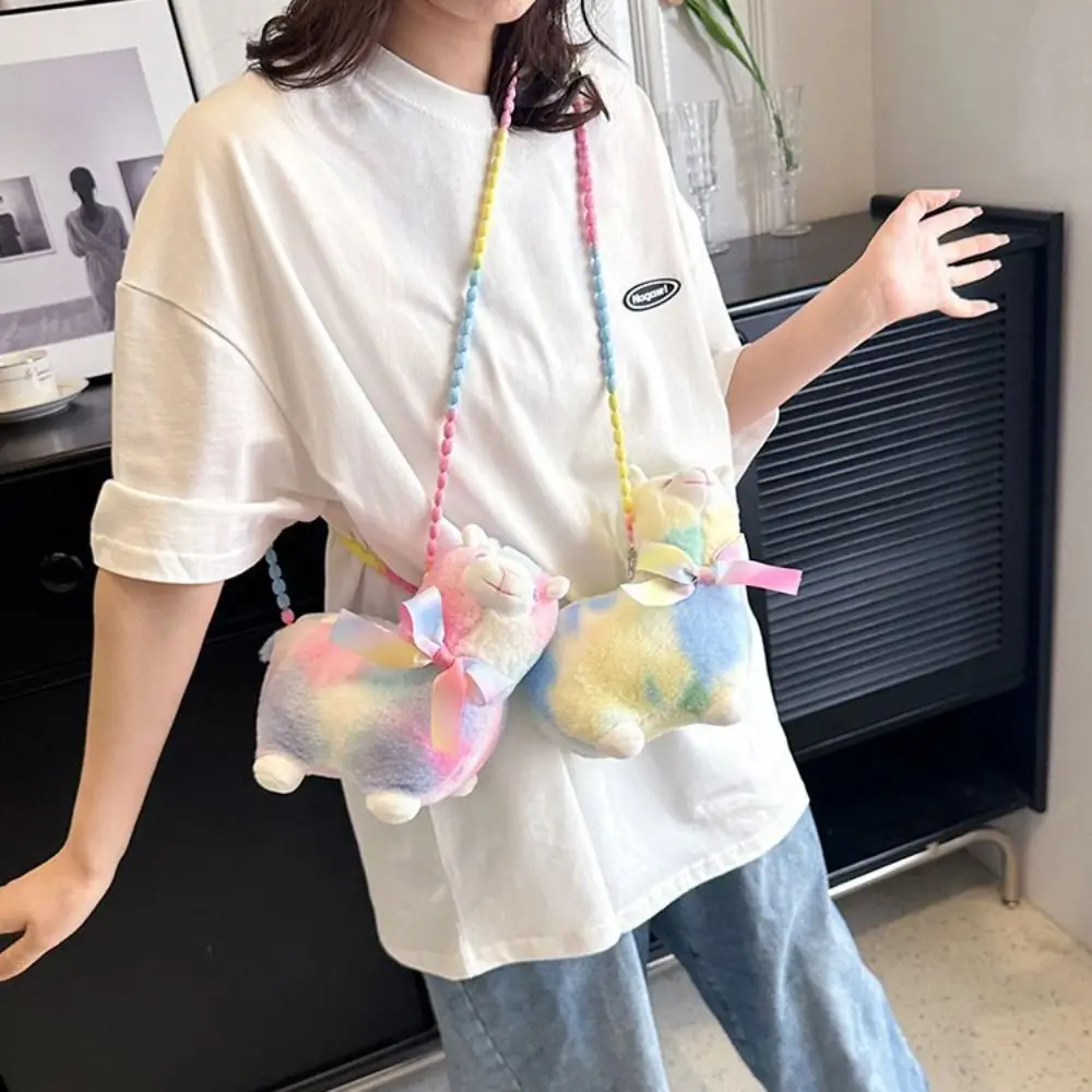 

Bead Alpaca Crossbody Bag Cute Handbag Phone Bag Cartoon Shoulder Bag Cosmetic Bag Coin Purse Plush Shoulder Bag Daily
