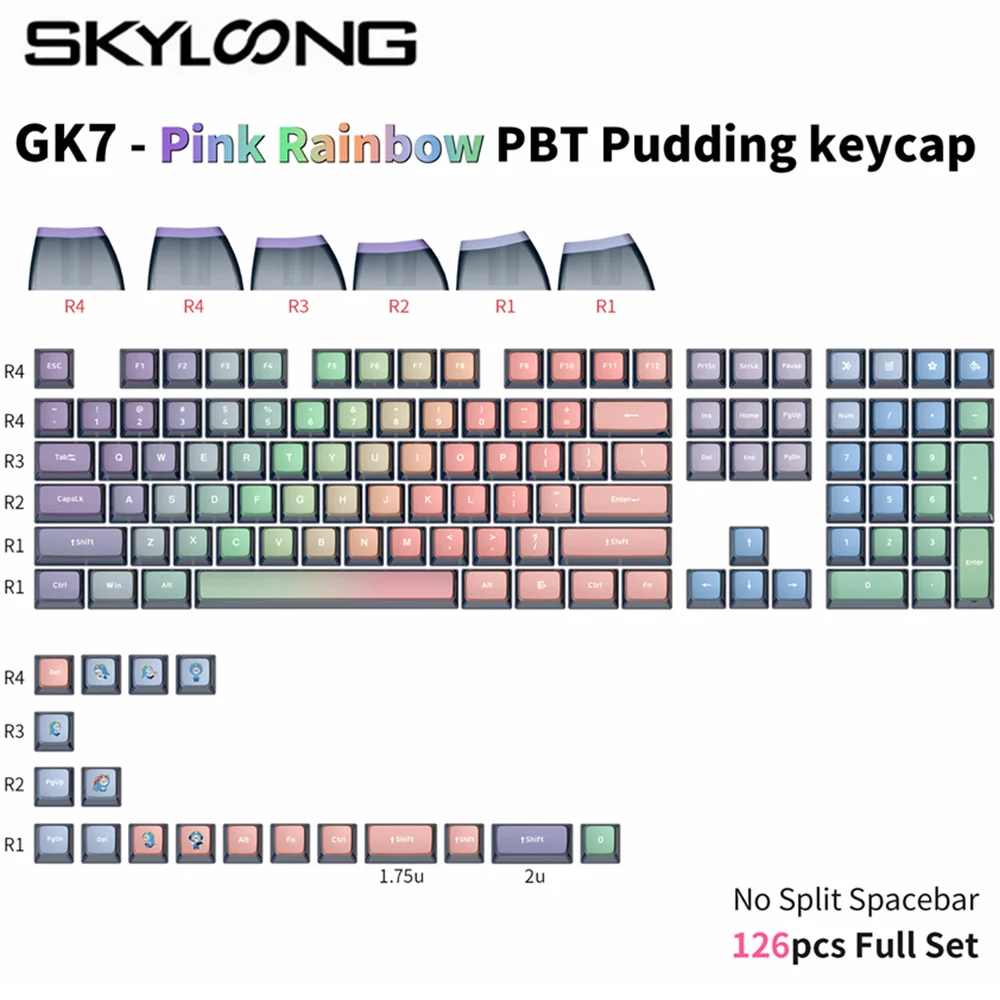 

Набор механических клавиатур Skyloong GK7, 126 шт., с колпачками для клавиш