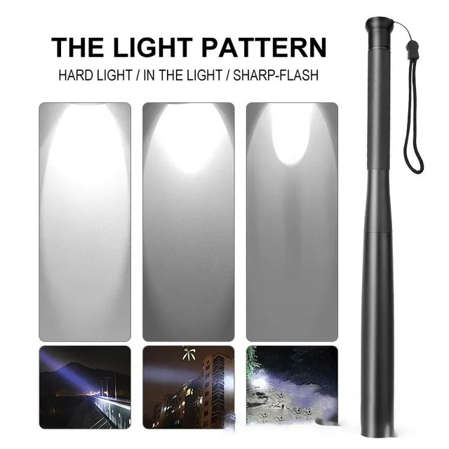 매우 밝은 자기 방어 토치 야구 방망이 손전등 스틱은 야외 비상 상황에 최적화된 개인 방어 무기 도구입니다.
